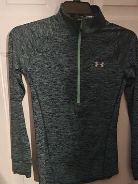 Under Armour Women's Teal Space-Dye 1/4 Zip Performance Top